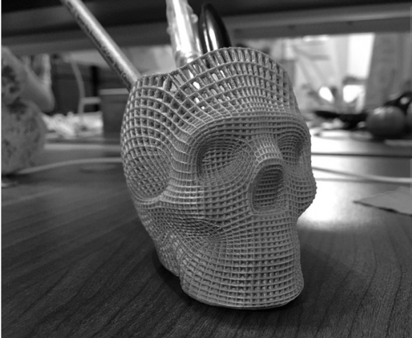 Skull Desktop Organizer | Wireframe Design | Pencil Holder